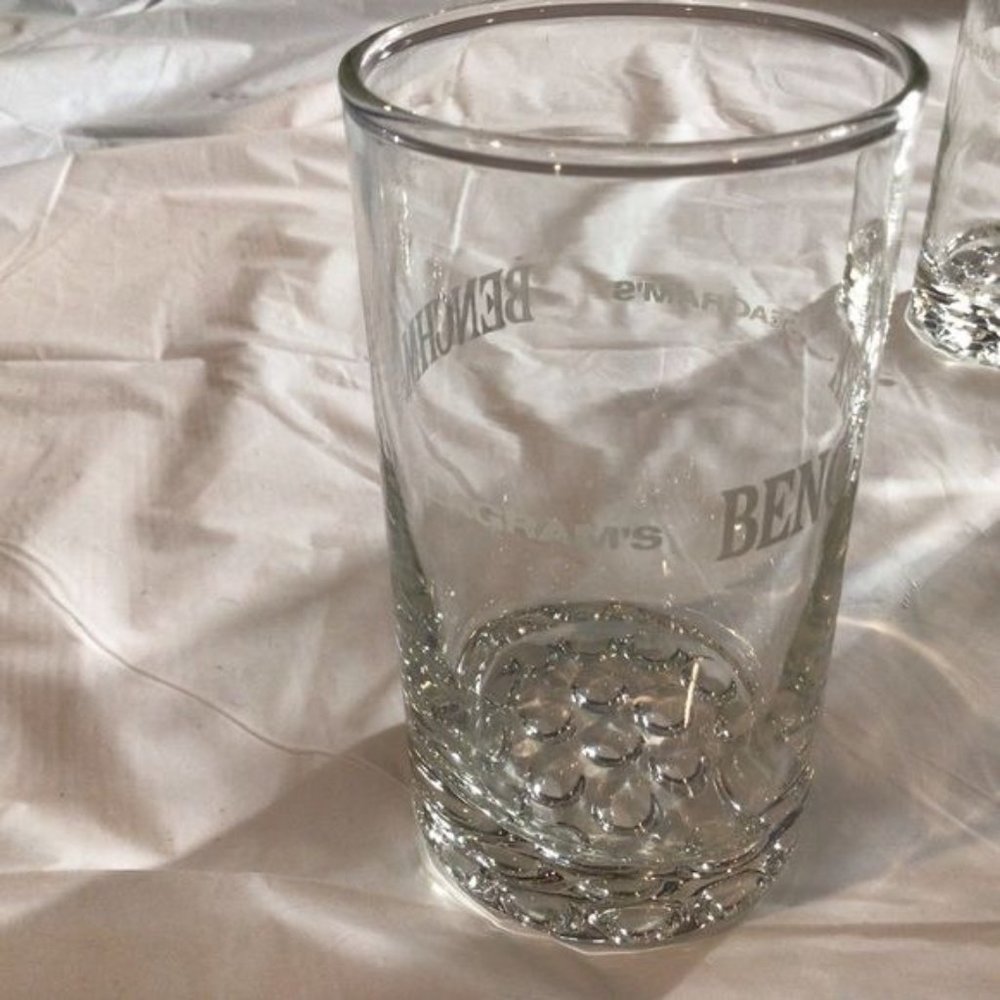 Libbey Glass Benchmark Seagram’s Etched 80s Six Hi Ball Whiskey Cocktail 9oz Vtg